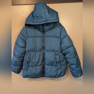 Reebok Women's Sherpa Hood Puffer Jacket in Peacock. Large